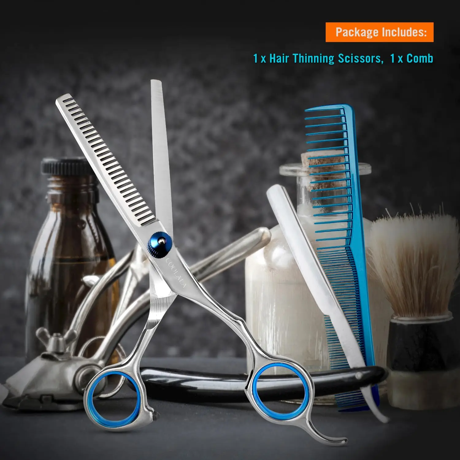 Tesoura profissional de desbaste de cabelo de salão de 6,5 polegadas para homens, mulheres e crianças - aço inoxidável