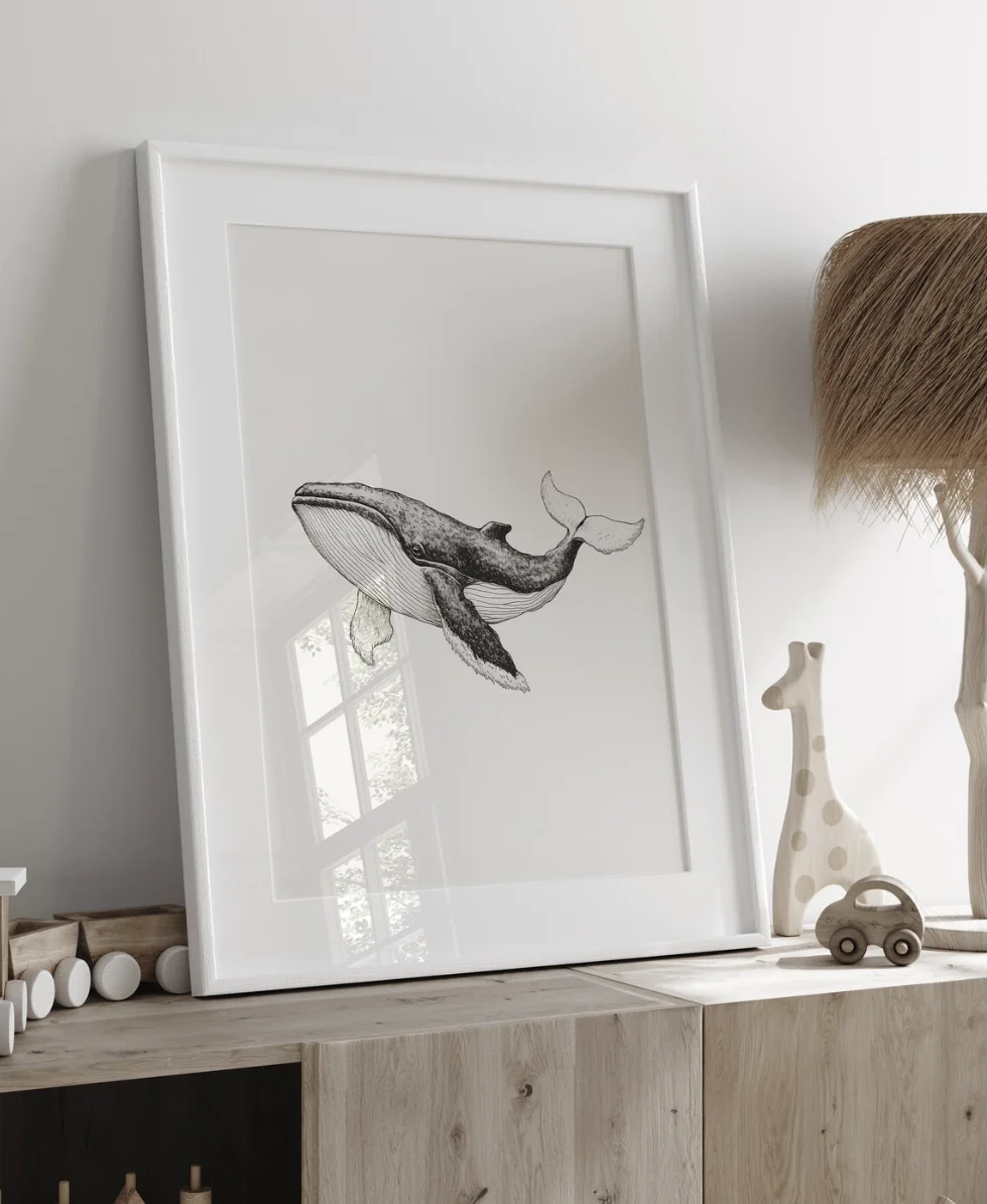 لوحة فنية لحيتان، ديكور بسيط ل - مراجعة Baby Nursery Art وسعره