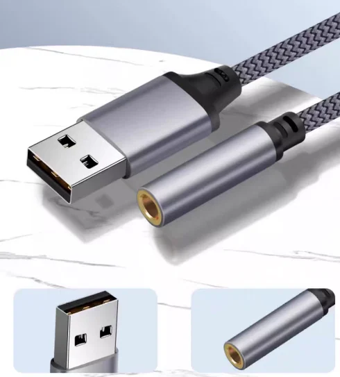USB to 3.5mm Audio Adapter External Sound Card Female to 3.5mm Jack Headphone Mic for PC Laptop Meeting Zoom Call Conference