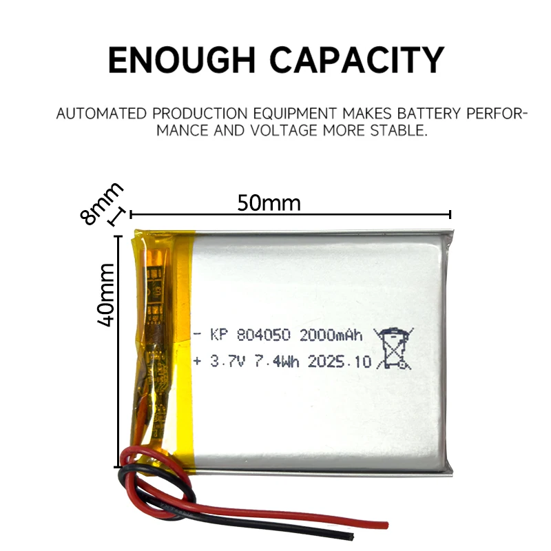 1-50Pcs 2000mAh 3.7V Li-Polymer Lithium Ion Battery 804050 for Massagers Medical Equipment Car Air Filters And Loudspeakers