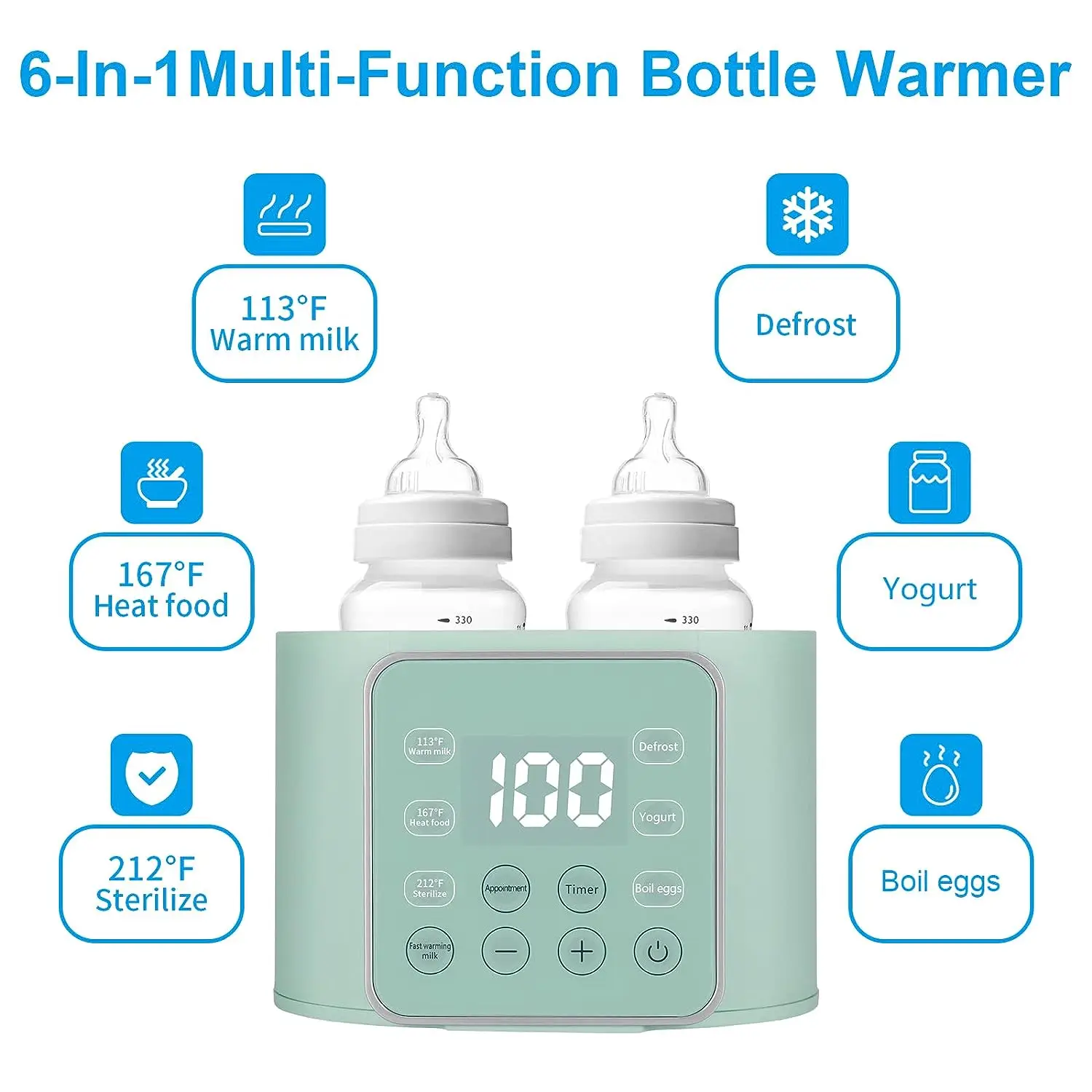 Aquecedor rápido de mamadeiras com modo constante 24H mais vendido com display LCD