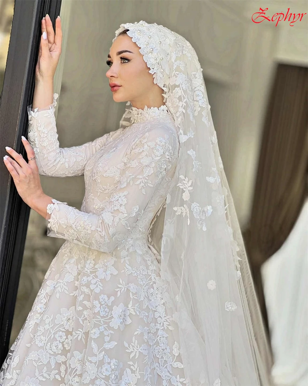 Vestidos largos de tul blanco personalizados para fiesta de boda, corte en A, cuello alto, elegante, Formal, temperamento de lujo, vestido de novia