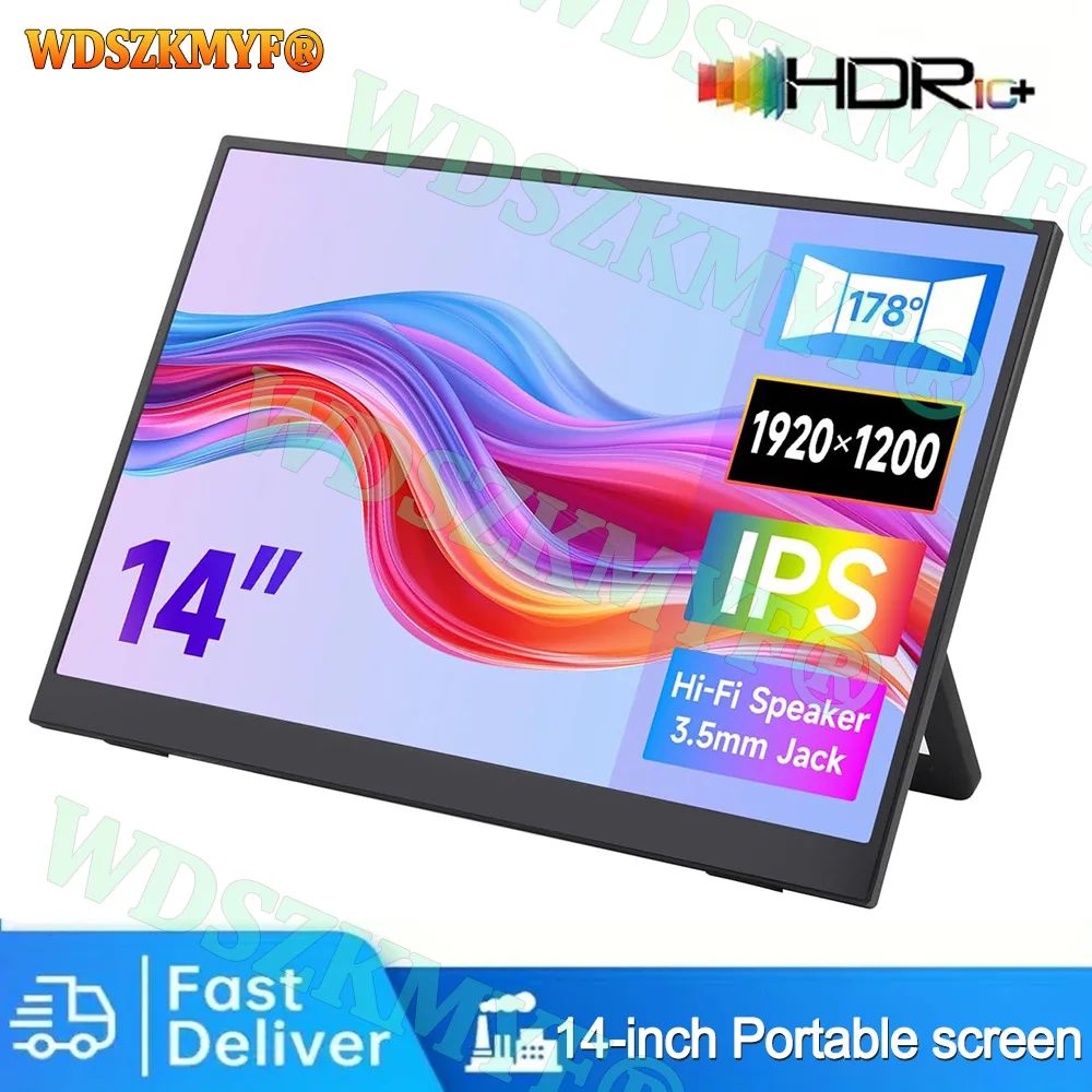 

14 inch Portable Monitor FHD 1080P IPS USB-C Mini-HDMI External Second Screen for Mac Laptop PC Switch Xbox PS4/5 Xbox