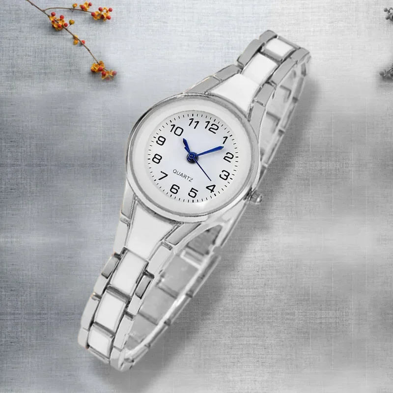 Fashion Women Digital Wristwatch Blue Needle Diamond Imitation Ceramic Female Student Quartz Watch Montre Femme Reloj De Mujer