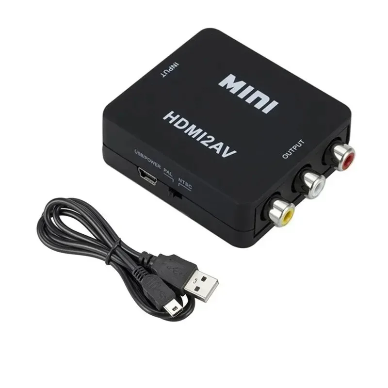 GRWIBEOU HDMI-compatible TO AV Adapter HD Video Composite Converter Box HD to RCA AV/CVSB L/R Video 1080P Support NTSC PAL