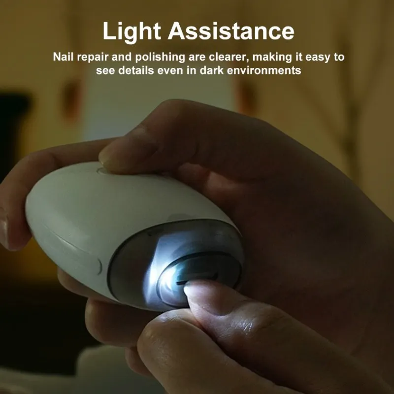 Elektrischer Nagelschneider, wiederaufladbar, schmerzfreie Technologie, automatischer Fingernagel- und Zehennagelknipser mit LED-Licht, Schleifkopfanschluss