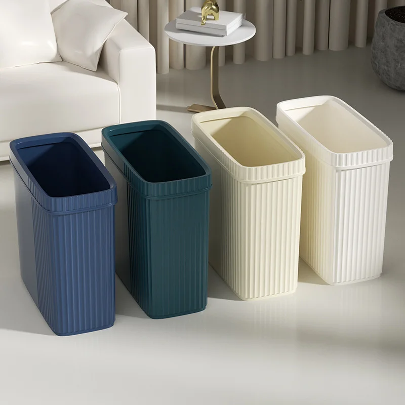 Bathroom Trash Can Press Type Toilet Waste Bin with Cover Odor Proof Narrow Garbage Can Living Room Bedroom Dustbin Waste Basket