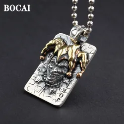 BOCAI-Colgante de plata auténtica S925 para hombre, joyería de rey de póker, payaso, Retro, tailandés, Hip Hop, Punk, regalos de moda