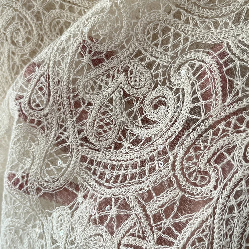 

Французская тяжелая промышленность, хлопковая вышивка, блестки, кружевные аксессуары для одежды, свадебные платья, сетчатая ткань с блестками, сетчатое кружево SC179
