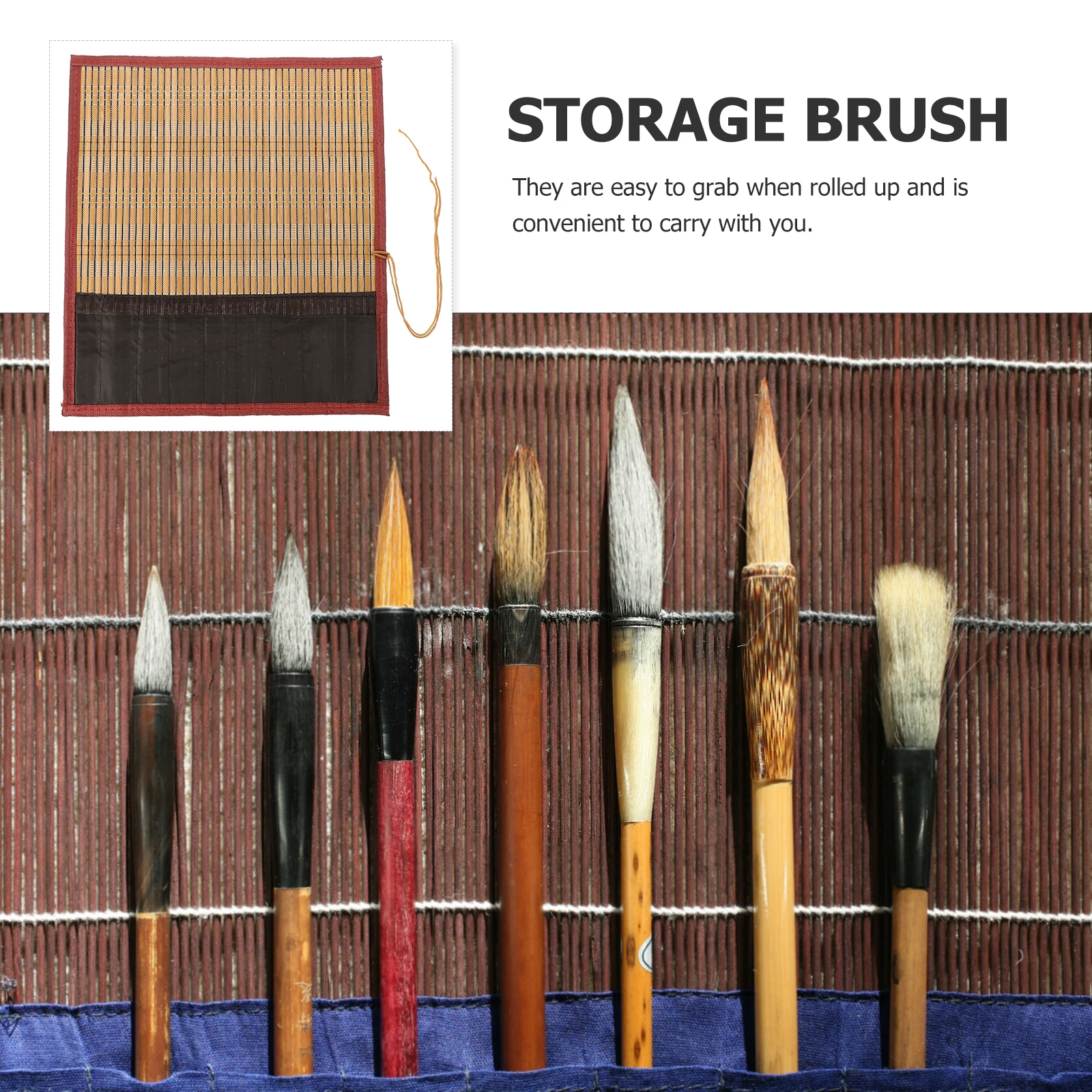 

Bamboo Roll Storage Bag Calligraphy Brush Pen Curtain Painting Protection Pocket Pencil Case Stationery Holder Art Supplies Wrap