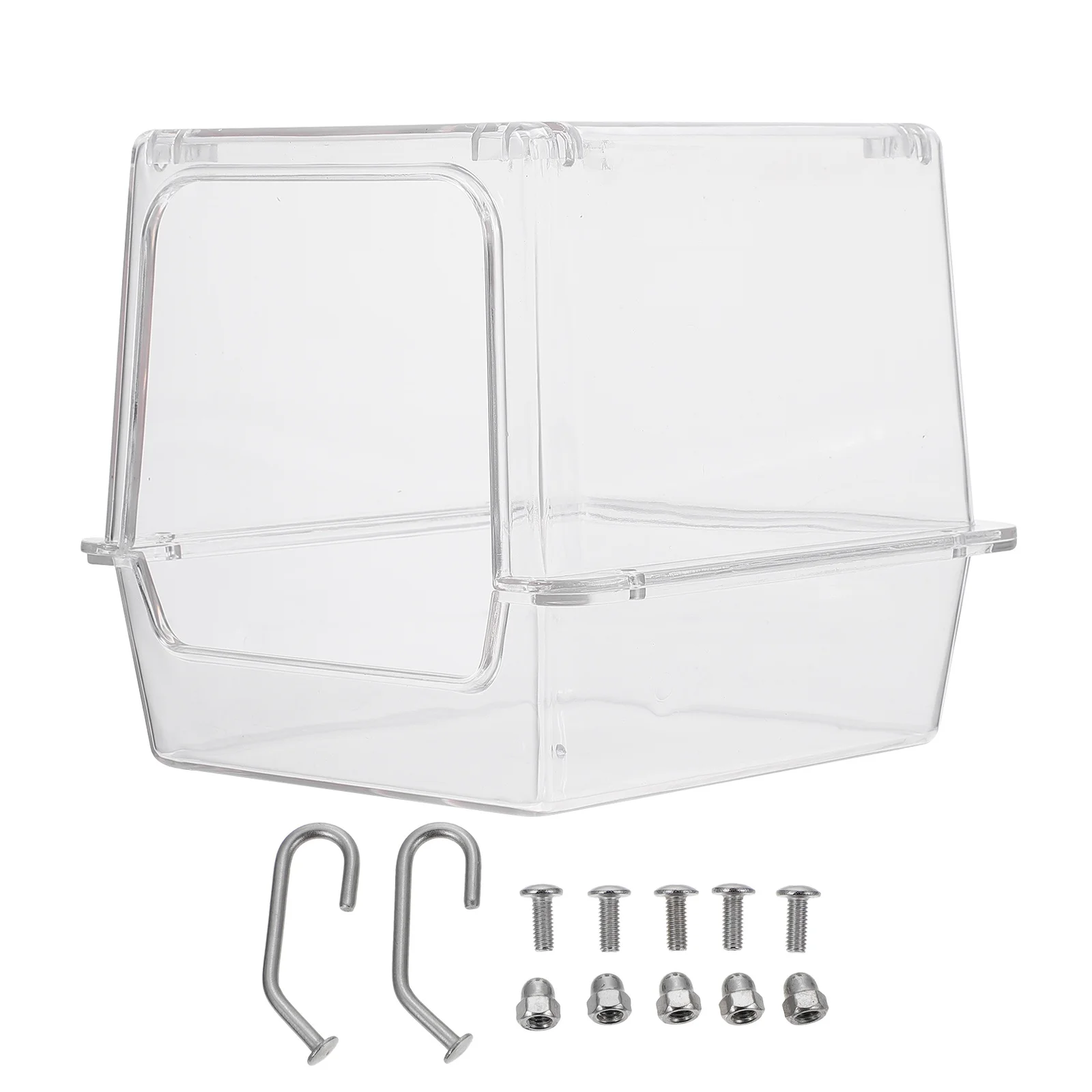 

Bird Bath Box Acrylic Hanging Bathtub For Parrots Cage Shower Tube Durable No-Leak Bird Bathing Solution Summer Water Winter