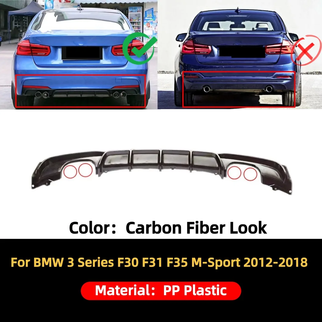 Achterbumperlip diffuser kin air dam protector trim tuning voor BMW 3 Serie F30 F31 F35 3 Serie 2012-2018 320i 335i M Sport