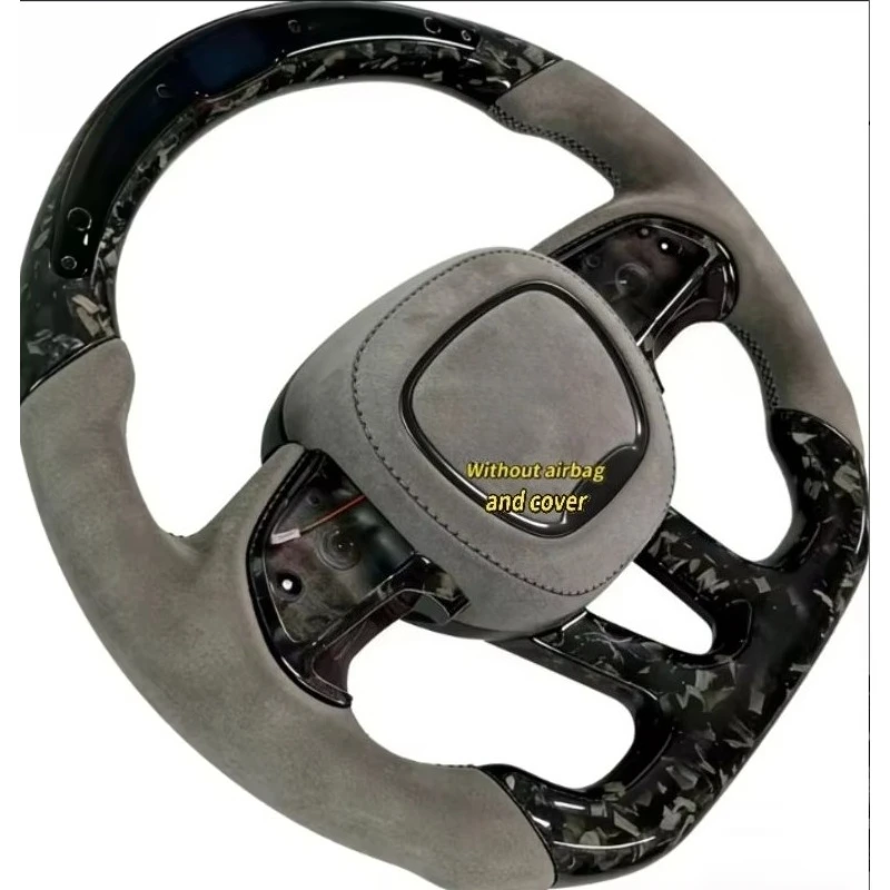 Customized Embroidery Carbon Fiber Leather Sport Racing Style 4 Spoke 40mm Grip Steering Wheel Charger Challenger