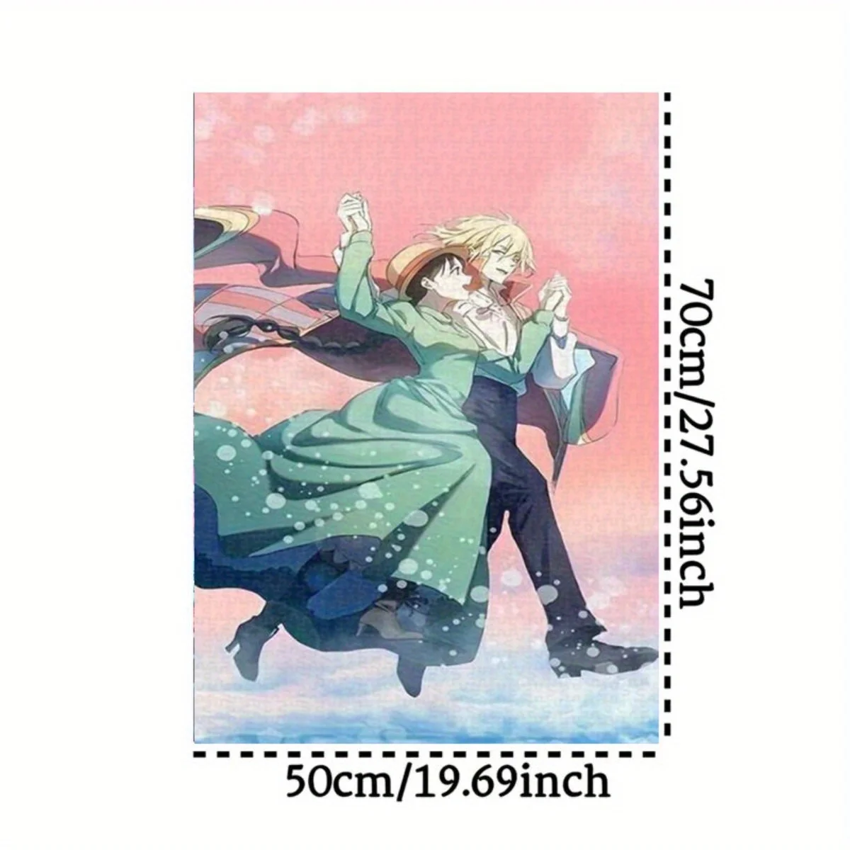 1000pcs Extra Large Anime Puzzle - Romantic Anime Characters (Golden Accent Hair, Green & Pink Pastel Colors) - Challenging La