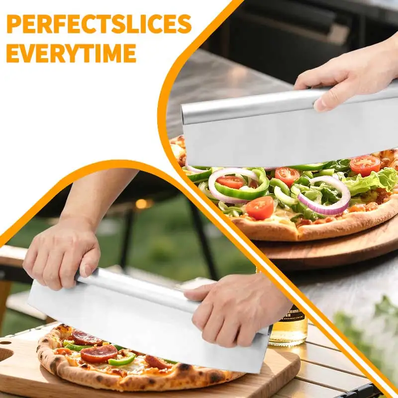 قاطعة البيتزا الفاخرة - شفرة حادة من الفولاذ المقاوم للصدأ ومقبض مريح. آمن للاستخدام في غسالة الأطباق للشرائح المثالية في كل مرة!