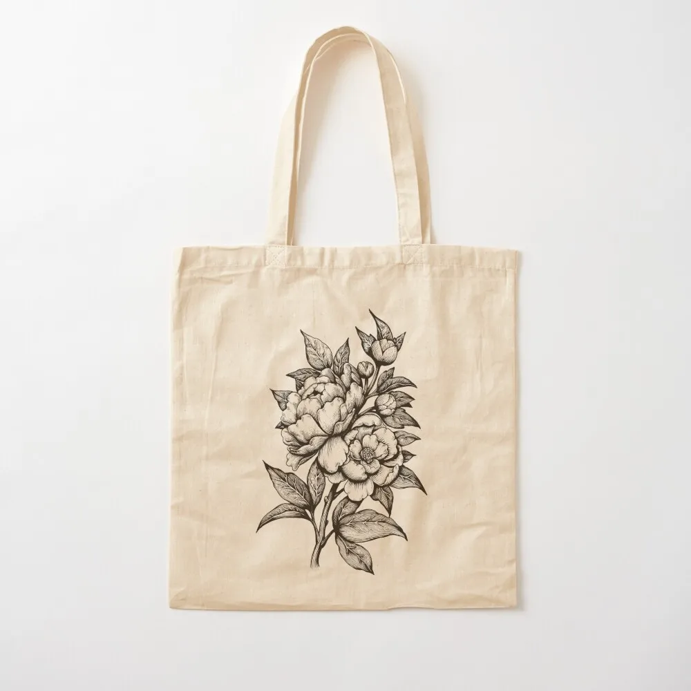 

PEONIES - Lineart Tote Bag Shopping bags sacs de shopping tote bag women Women's bags