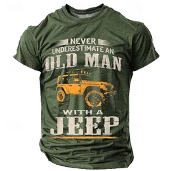 OLD MAN JEEP High Quality Fun Print Summer Cotton Short Sleeve High Street Loose Casual Dark Fashion T-Shirt Oversized