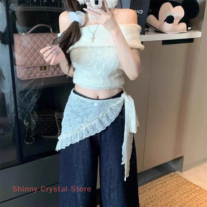 

Summer Lace Bandana Scarf Korean Style Triangle Neckerchief Boho Waist Belt For Girls Countryside Photo Accessories