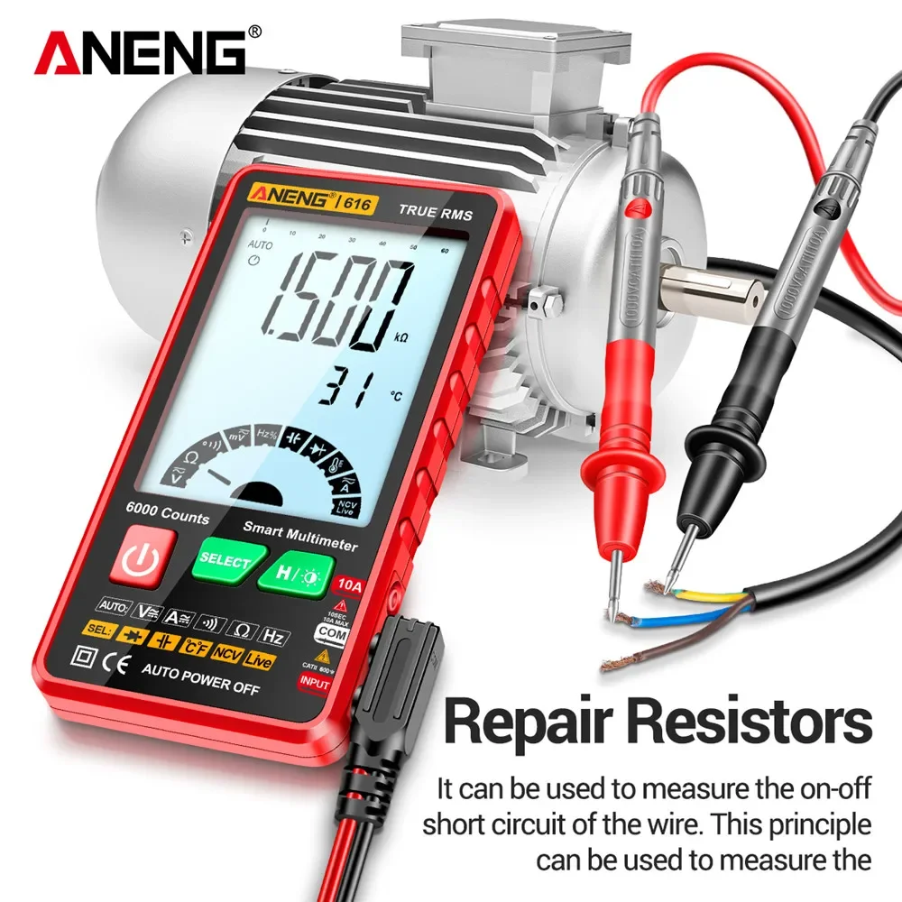 ANENG 616 Large Screen Backlight Multímetro Digital Intelligent Multimeter 6000 Counts Mini Portable Multímetro AC/DC Test Tools