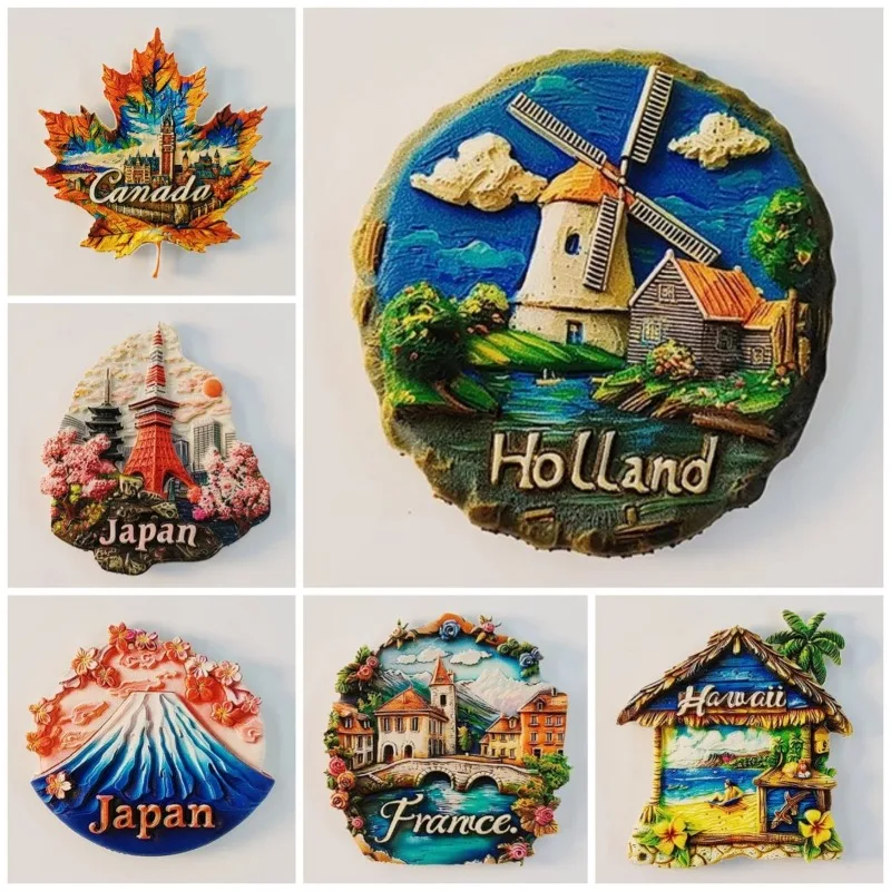 Kanada Pamiątki Holandia Magnesy na lodówkę Hongkong Yunnan Japonia Hawaje Naklejki na lodówkę Wystrój domu Prezenty ślubne