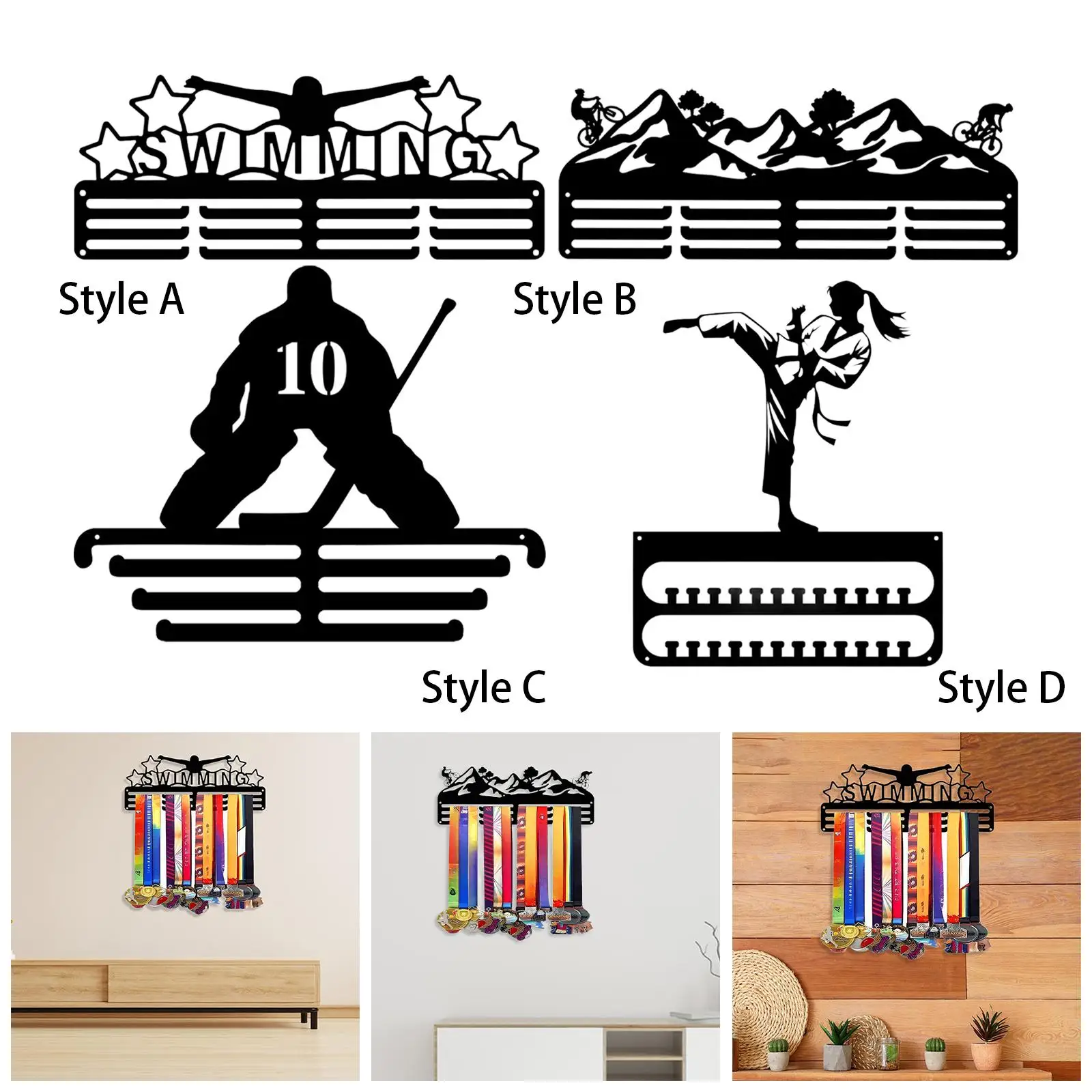 Medal Hanger Display Rack Iron Holder Plaques Organizer Decorative Sturdy Frame Suitable for Gymnasium Living Room Office