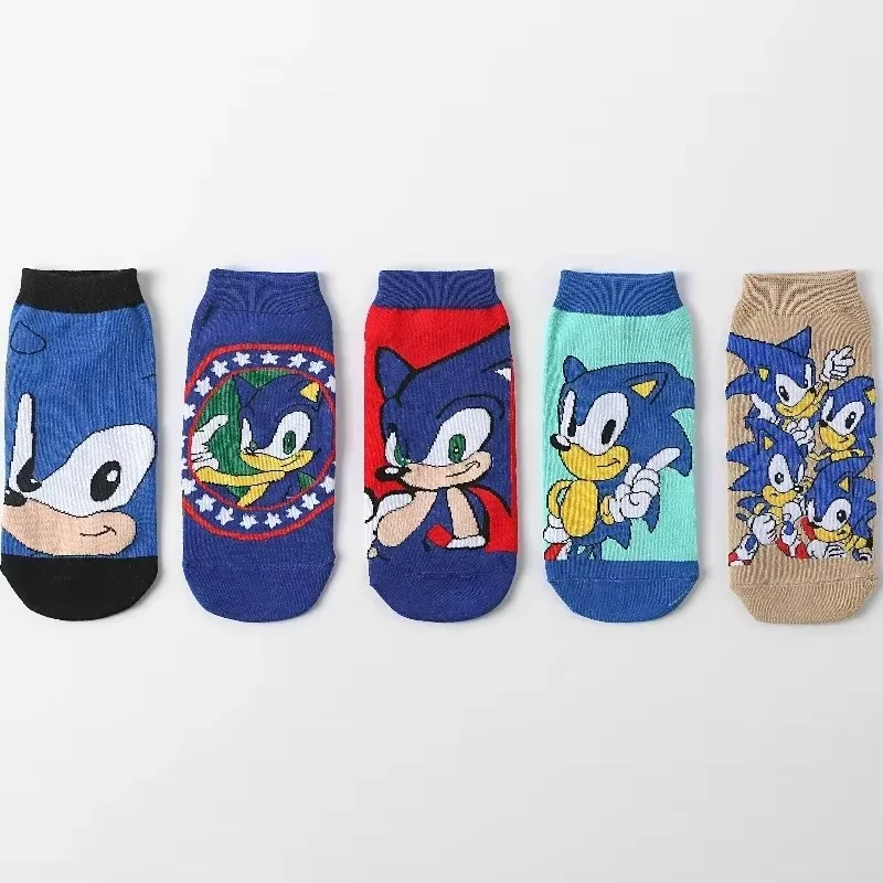 5pcs/set Sonic The Hedgehog Anime Socks Knitted Cotton 5 -8 Years Old Children's Cartoon Cute Socks Baby Warm Apparel Gifts