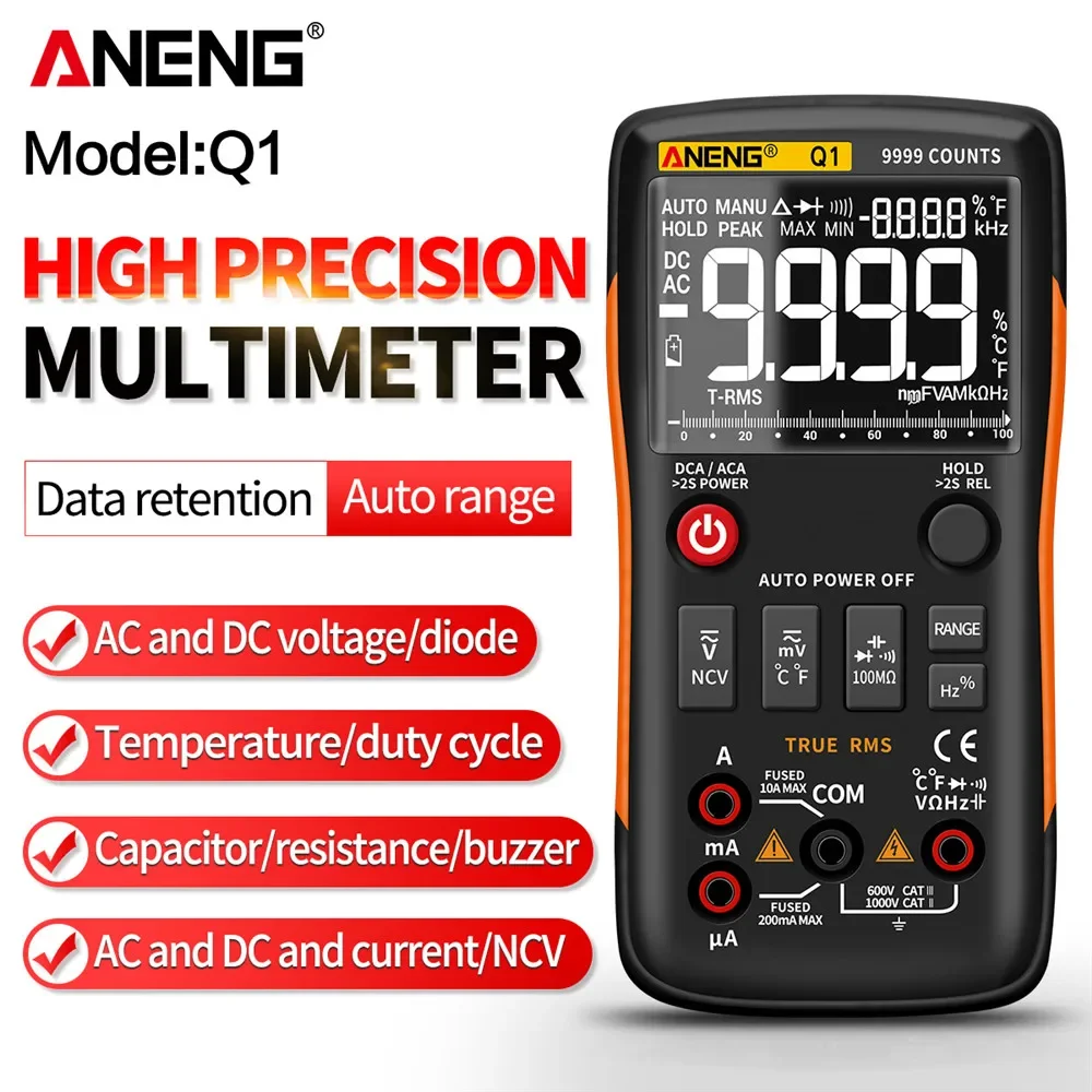 aneng-q1-multimeter-digital-display-smart-high-precision-professional-true-rms-9999-counts-auto-range-electrician-tester-tools