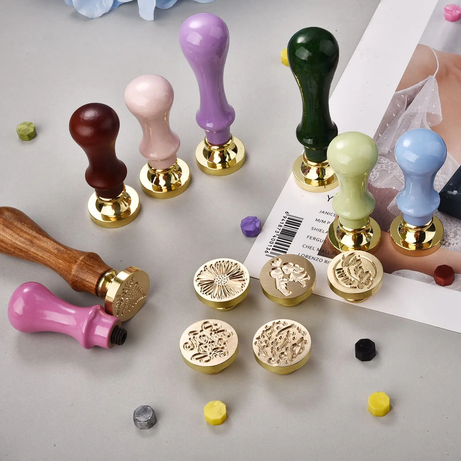 Retro Stamp Wooden Handle Antique Metal Sealing Handle Wedding Invitations Wax Seal Stamp DIY Handmade Art Crafts Gifts