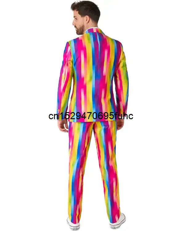 Slim Fit Fashion 3-piece Rainbow Glaze Premium Men\'s Suit Coat+Pants