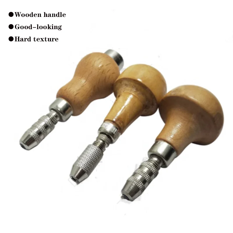 Double head Hand twist drill Mushroom Lock Olive pit DIY Punch hole Cord drill Handle Chuck Mouth Tool kit