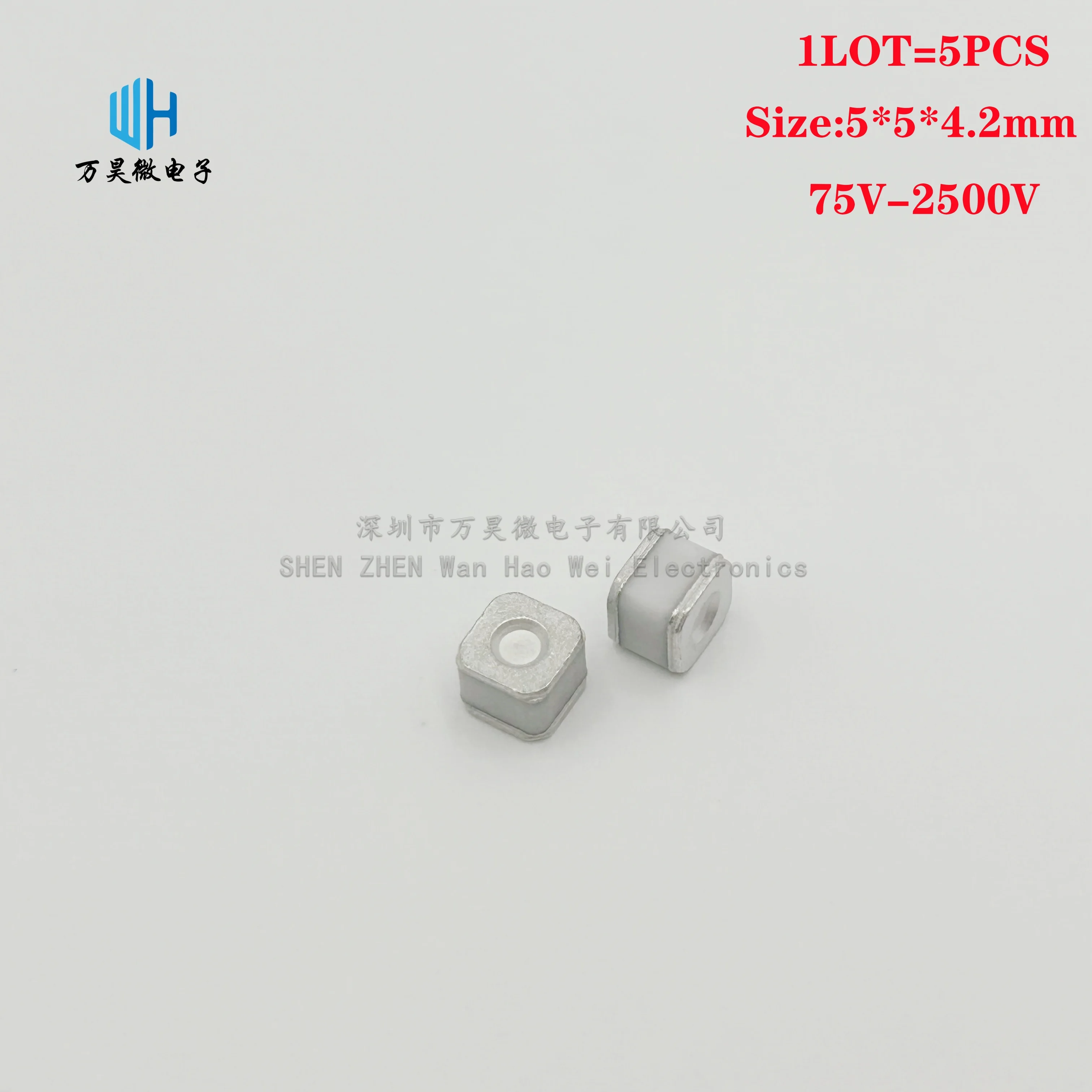 

5PCS/LOT ceramic gas discharge tube 5X5X4.2mm BF091M/2RL075M-5/SC2E5-150LSMD/X5-600XSMDT 230V 470V 800V 2500V Surge protective