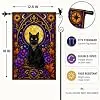 Stained Glass Black Cat Moon Garden Flag, 12 x 18 Inch Yard Decor llz