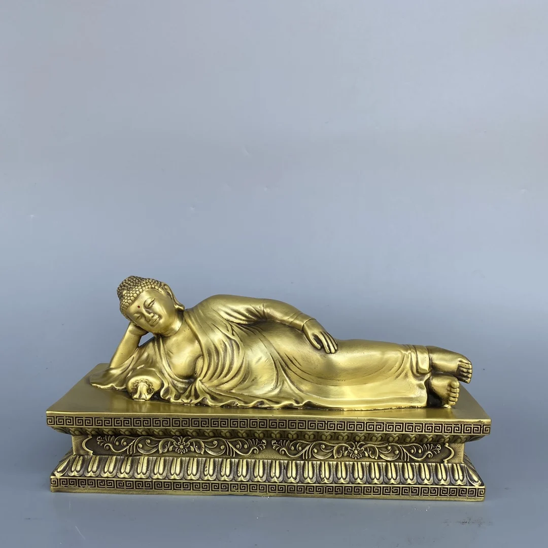Pure Copper Sleeping Buddha Statue Elegant Home Decor for Living Room Entryway Quality Sculpture for Family Worship Decoration
