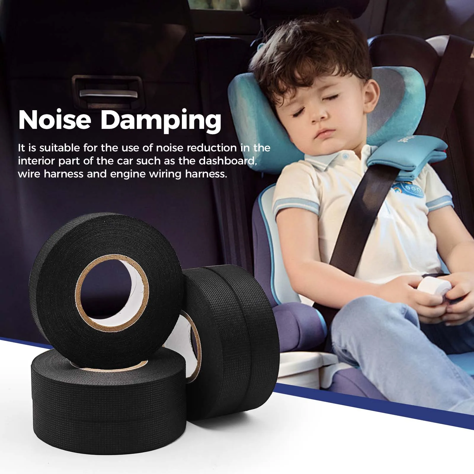 5 قطعة 15 متر ارتفاع درجة الحرارة سلك تسخير التفاف ذاتية اللصق أسلاك السيارات تسخير شريط قماش سيارة الضوضاء التخميد الشريط الكهربائي