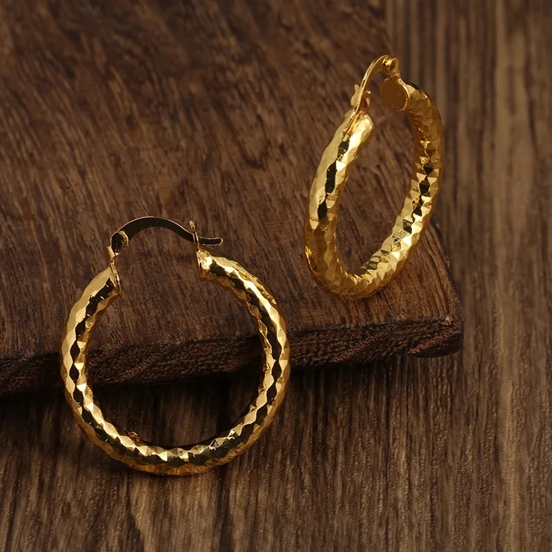 Delicate Earrings for Women Gold Color Cross Hoop Metal Inlaid Earrings Engagement Wedding Jewelry