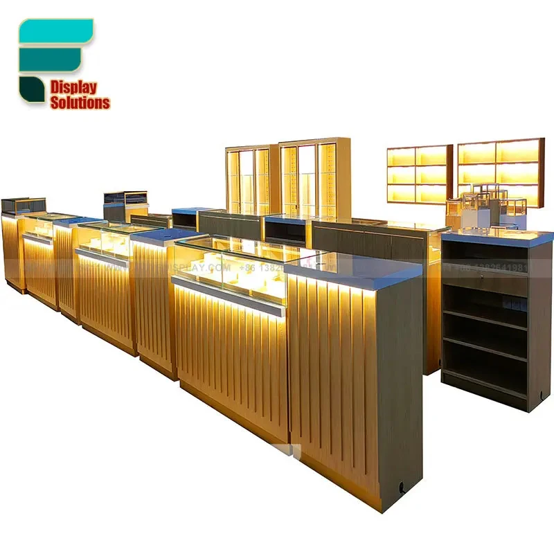 custom.Modern Display Cabinet LED Lighting Glass Door Secure Drawer Multi Tier Display Unit