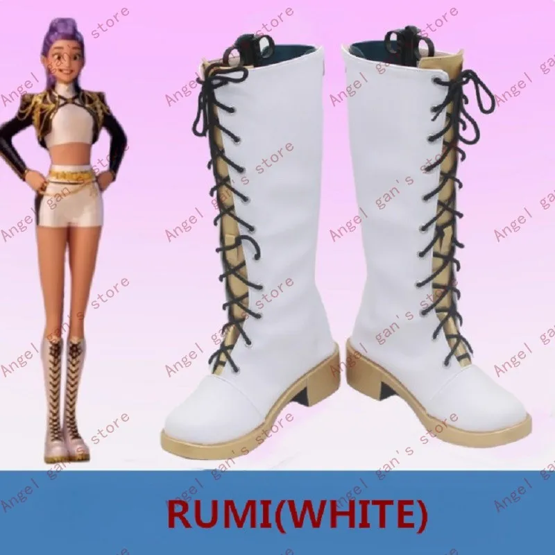 

KPop Demon Hunters Golden With Our Voices Rumi Zoey Mira Cosplay Shoes Handmade Faux Leather Halloween Party Boots