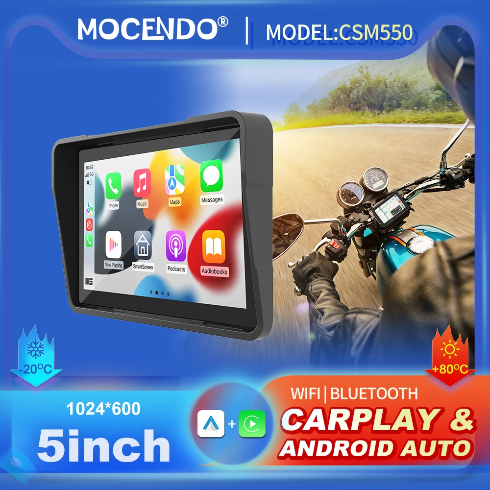 

5 inch Android Carplay Motorcycle DVR Navigation GPS Wireless CarPlay Android Auto Portable Moto Monitor Display Screen
