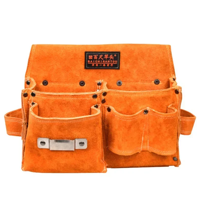 

Cowhide Multifunctional Waist Tool Bag Carpenter Professional Tools Storage Bags Hardware Nail Repair Kit Organizer Accessories