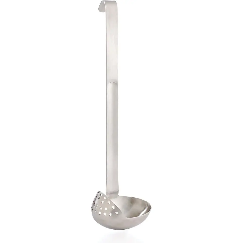 Stainless Steel Oval Ladle with Spout - 3-Ounce Capacity for Stirring, Scooping, Straining, and Serving