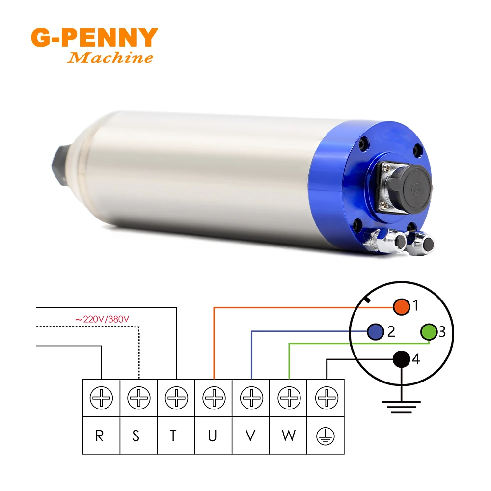 Imagem -03 - Água do Cnc Refrigerou o Motor do Eixo Rolamentos de Esferas Cerâmicos Pólo Pólo Que Trabalha para o Metal Ferro Aço Inoxidável 220v 380v 2.2kw Peças a