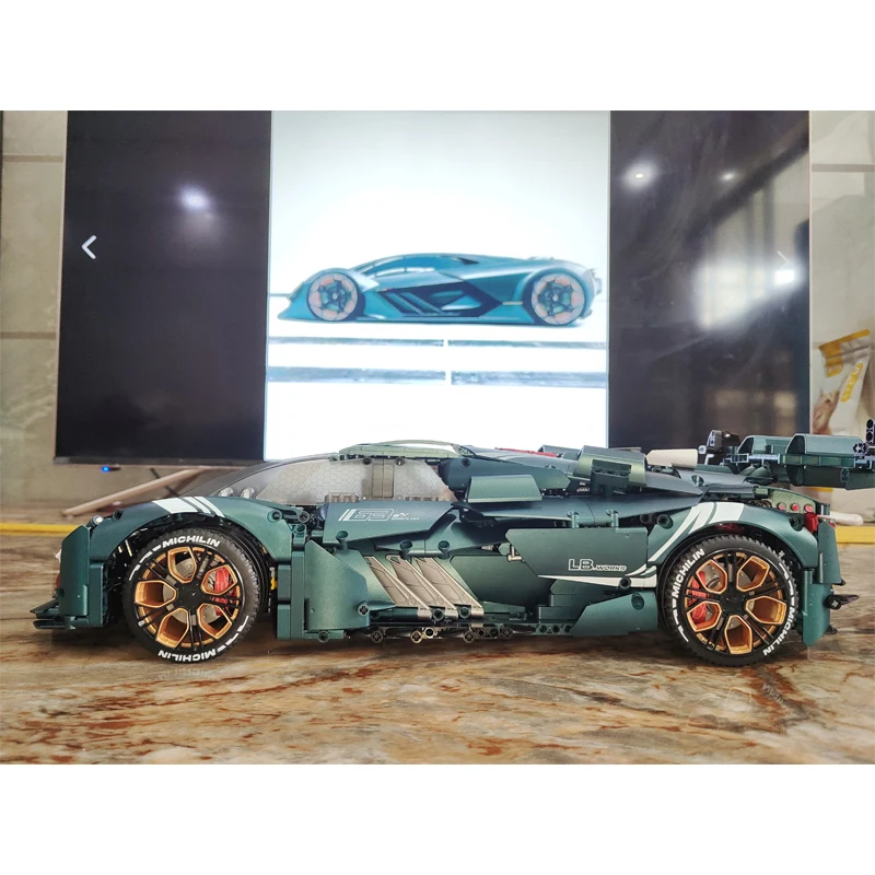 2023 New 1:8 Technical MOC City Sports Car Terzo Millennio Building Blocks Model Bricks Toys for Boys Christmas Gift Set