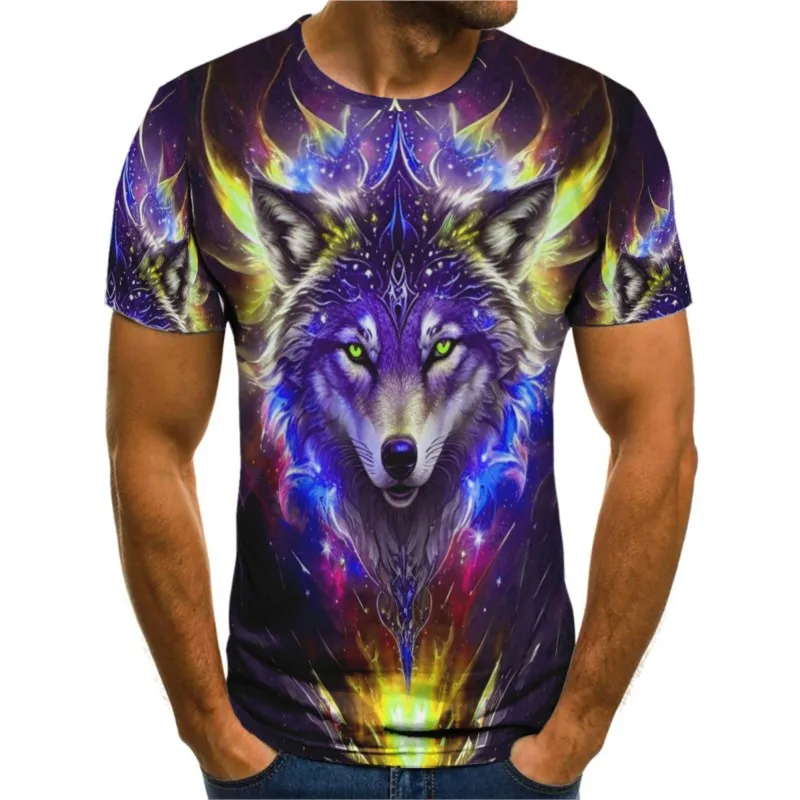 Wolf Tshirt 3d Digital Animal Print Graphic camisa Causal Tees Short Sleeves Comfortable Pullover Tops Men's Clothing T-shirt