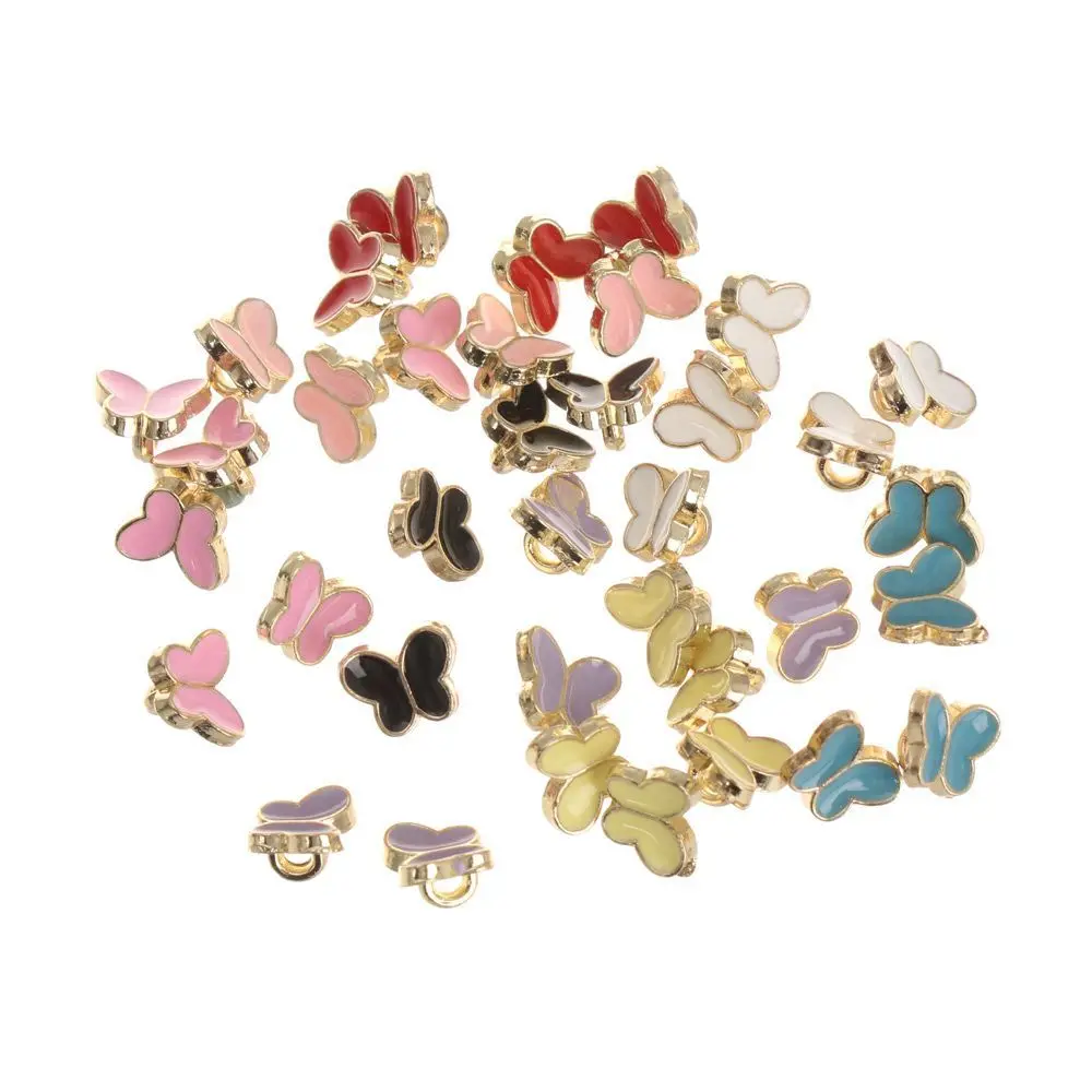 20pcs Mini Button Buckle DIY Doll Clothes 6mm Metal Buckle Butterfly Pattern Decoration Buckles for 1/6 Doll Clothing Sewing