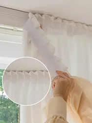 Opaque White curtains Simple decoration with All-in-one Style Holiday curtains for living room hook and loop fastener