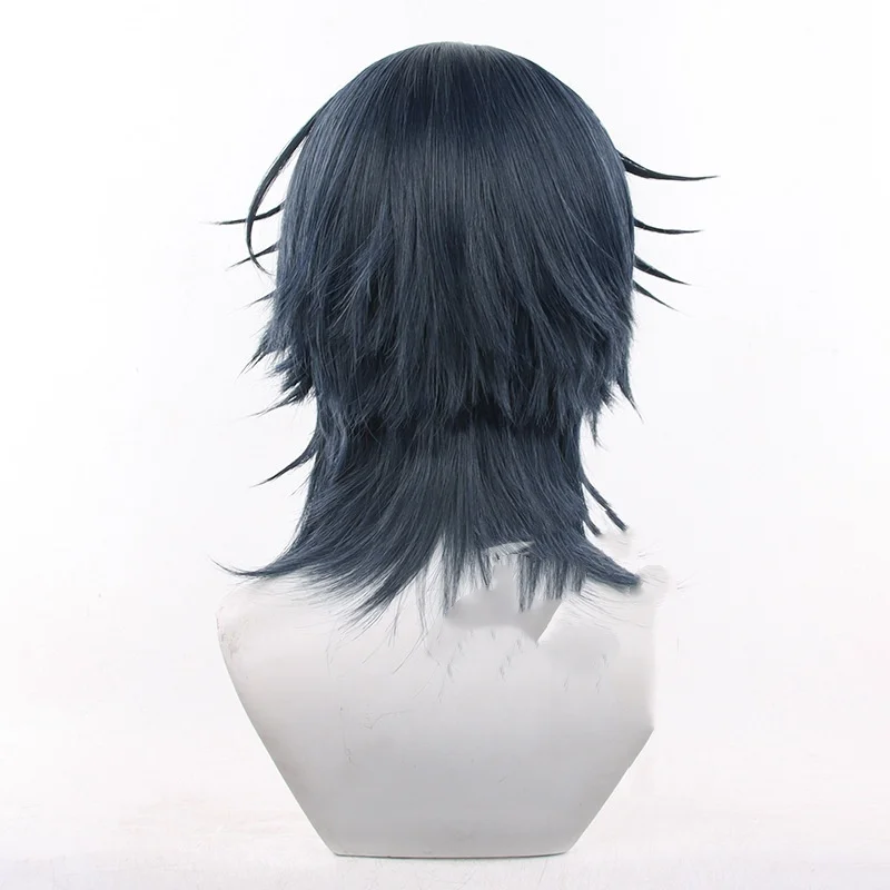 JAE LEE ウィッグリンククリック S3 新しい役割コスプレ X Cos 小道具 ダークブルー ネイビー ショートヘア 男性 ハロウィンパーティー ステージコスチューム + ウィッグキャップ