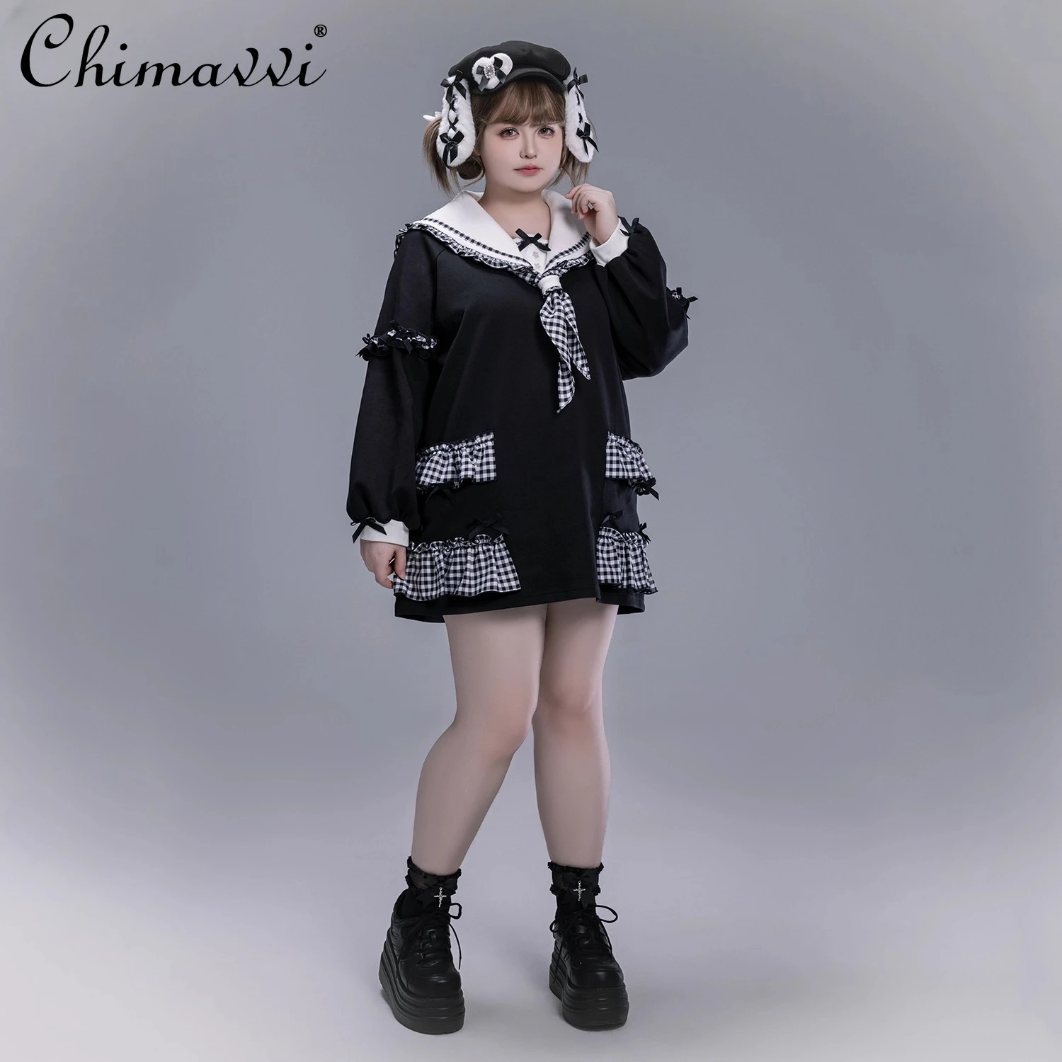 일본 스타일 귀여운 리본 스웨트셔츠 2025 가을 신상 로리타 긴팔 루즈핏 카와이 Y2K 풀오버 여성 상의