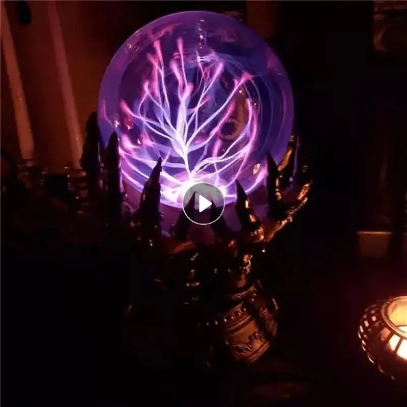 Skull Finger Luminous Plasma Ball Deluxe Glowing Plasma Ball Halloween Celestial Crystal Ball Spooky Creative Resin