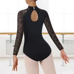 Leotardo de encaje para mujer, Ropa de baile, Ballet, espalda entrecruzada, bailarina, gimnasia