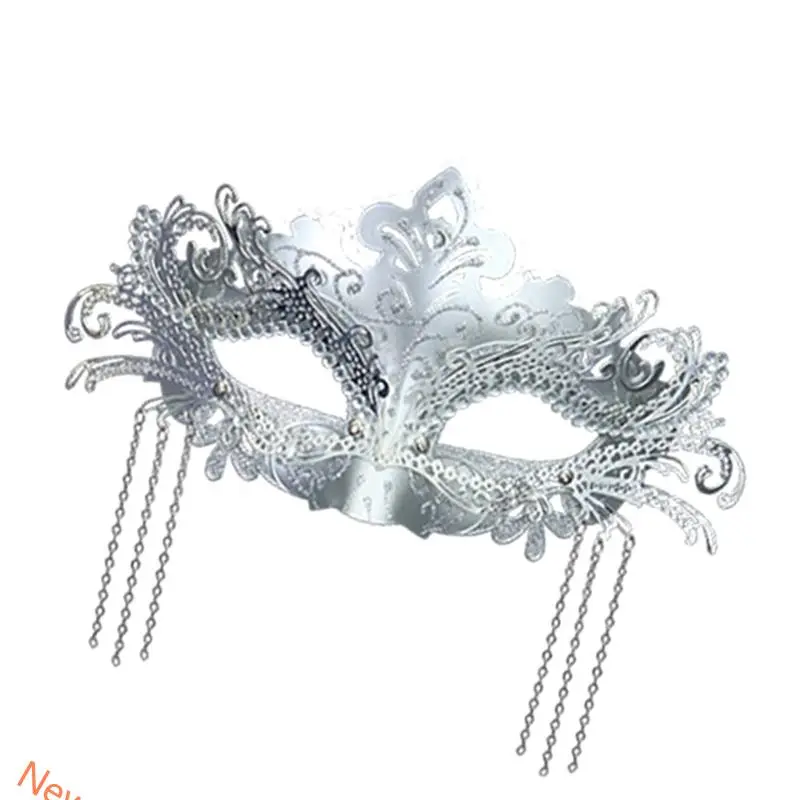 Eye Catching Rhinestones Embellished Half Face Cover Practical Plastic Metal Party Role Play Accessory